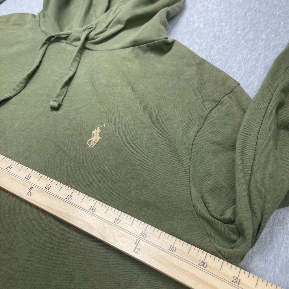 Polo Ralph Lauren Hooded T-Shirt Mens Medium Olive Green Long Sleeve EUC